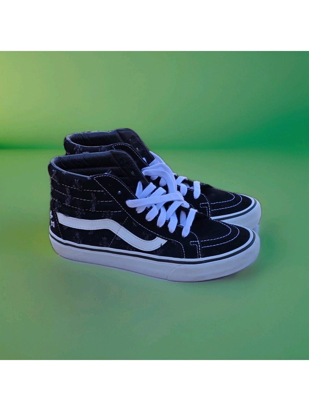 Size 8M - VANS Supreme x Sk8- High Black Hole Punch Denim